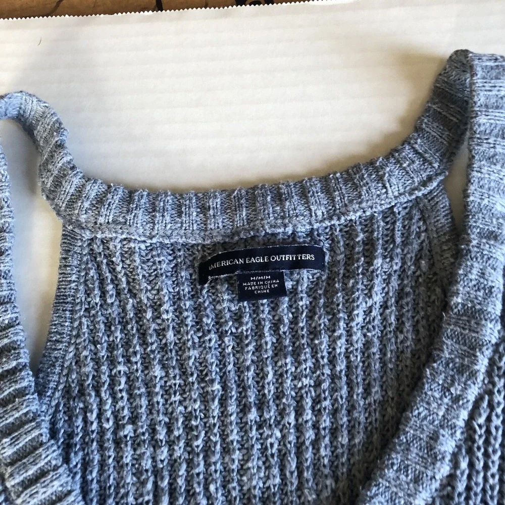American Eagle Blue Cold Shoulder Pullover Sweater Women's Sz M A2769